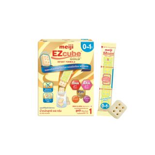 Meiji EZcube Infant formula 1 เมจิ อีซี่คิวบ์ โกลด์™ นมผงดัดแปลงสำหรับทารก สูตร 1 540 กรัม แบบก้อน 1 กล่อง x 20 ซอง