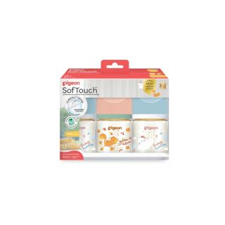 Pigeon พีเจ้น ขวดนมคอกว้างสีชา PPSU ลายAUTUMN & WINTER 5ออนซ์ และ 8ออนซ์ แพ็ค 3ขวด