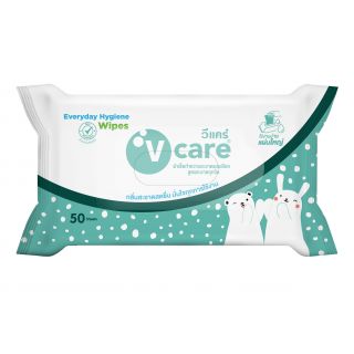V care วีแคร์ ผ้าเช็ดทำความสะอาดอเนกประสงค์แบบเปียก สูตรแอนตี้แบคทีเรีย 50 แผ่น